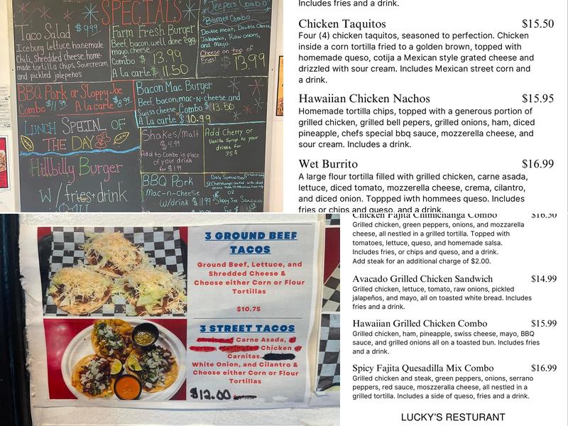 Lucky's Menu