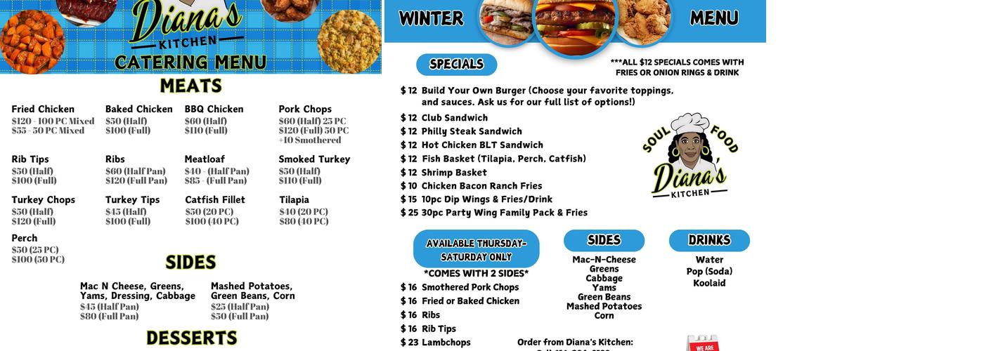 Diana's kitchen Menu