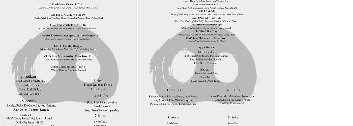 Chef Mikes Bacon Co. Menu