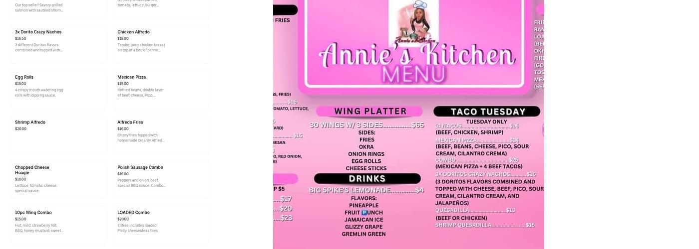 Annie's Kitchen Menu