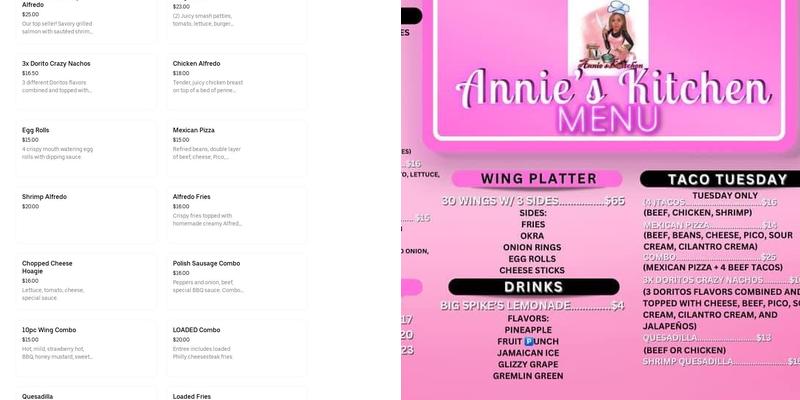 Annie's Kitchen Menu