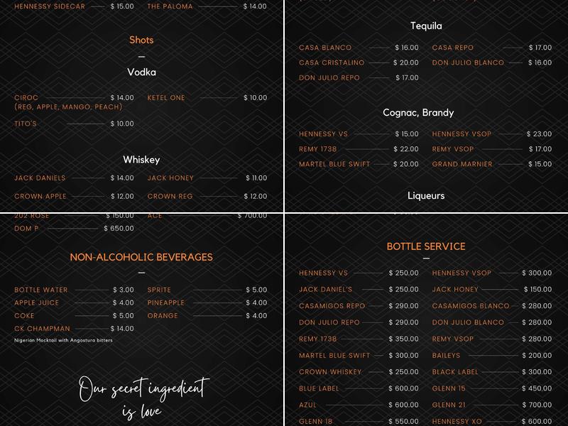 CK & Lounge Menu