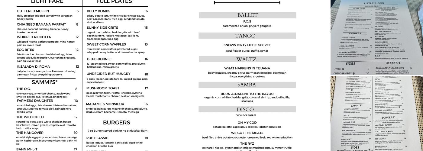 Little Riggs Menu