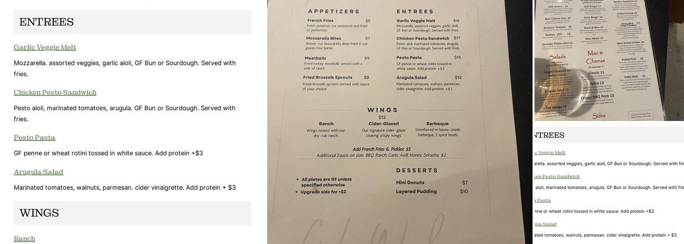 The Ciderworks Menu