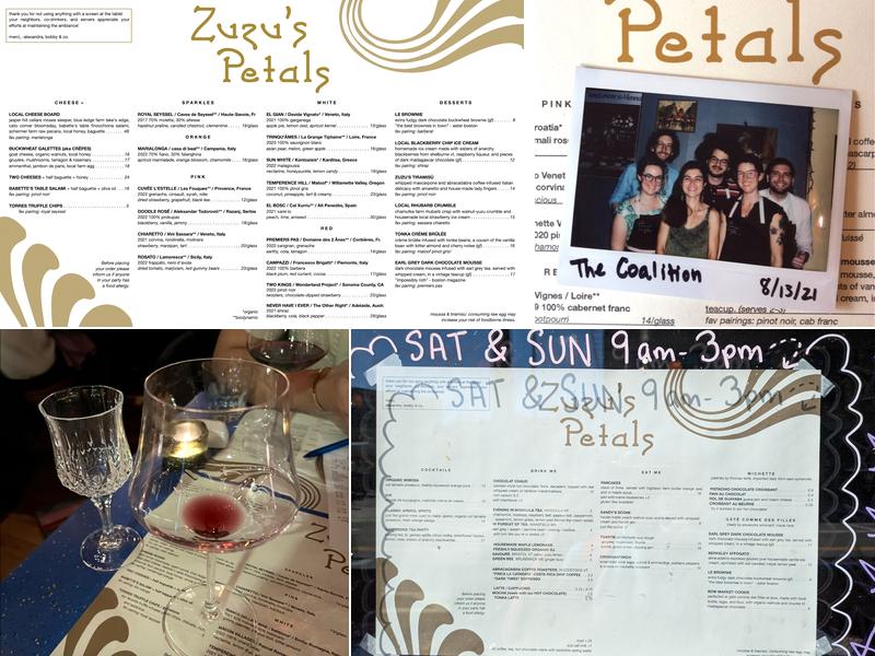 Zuzu's Petals Menu