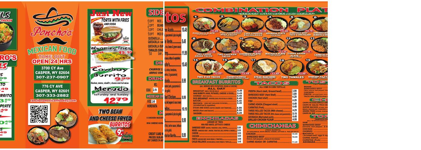 Poncho's Mexican Food Menu