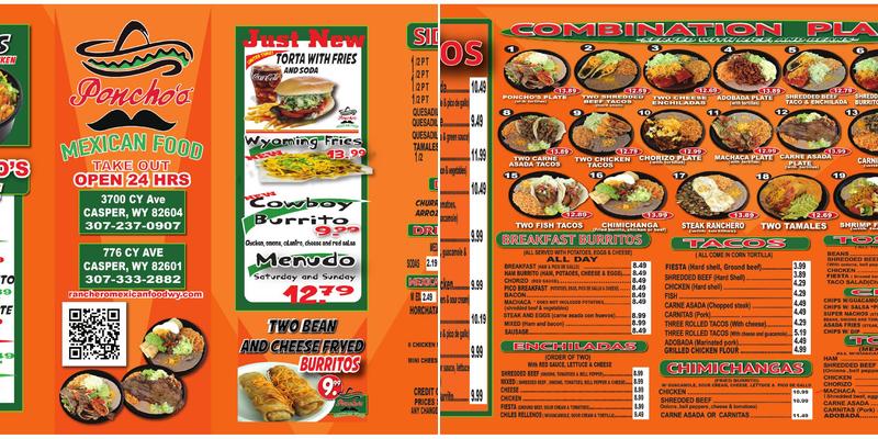 Poncho's Mexican Food Menu