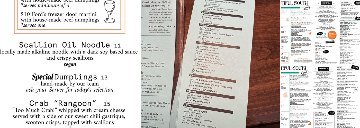 Beautiful South by Kwei Fei Menu