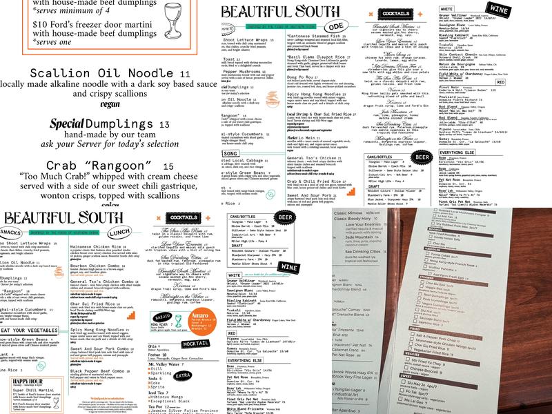 Beautiful South by Kwei Fei Menu