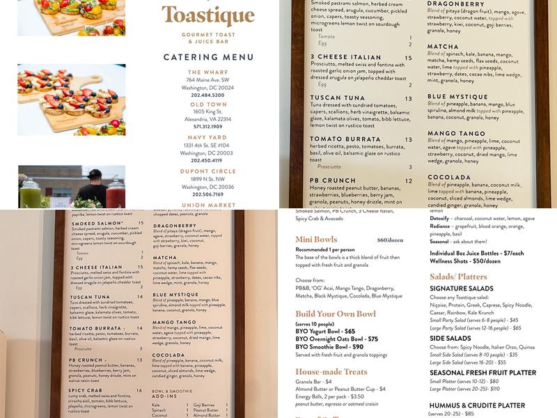 Toastique Menu