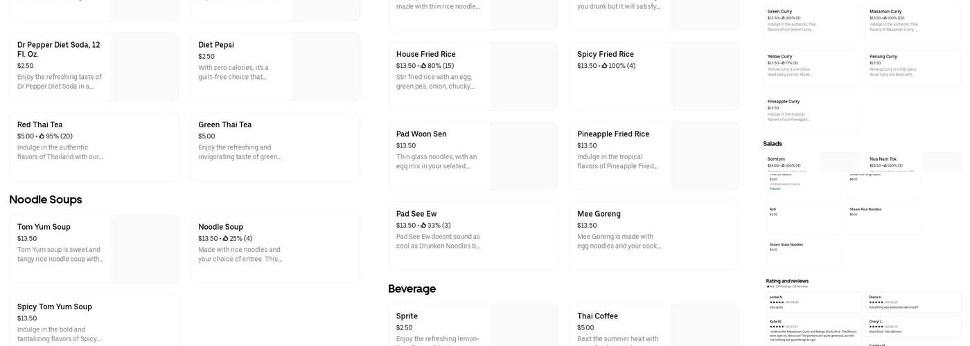 Thai Paradise 1 LLC Menu