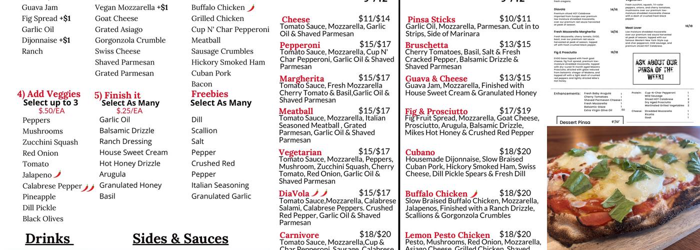 Pinsa Fire Menu