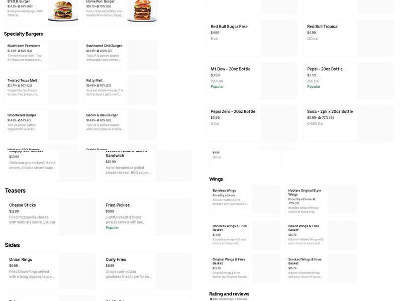 Hootie's Burger Bar Menu