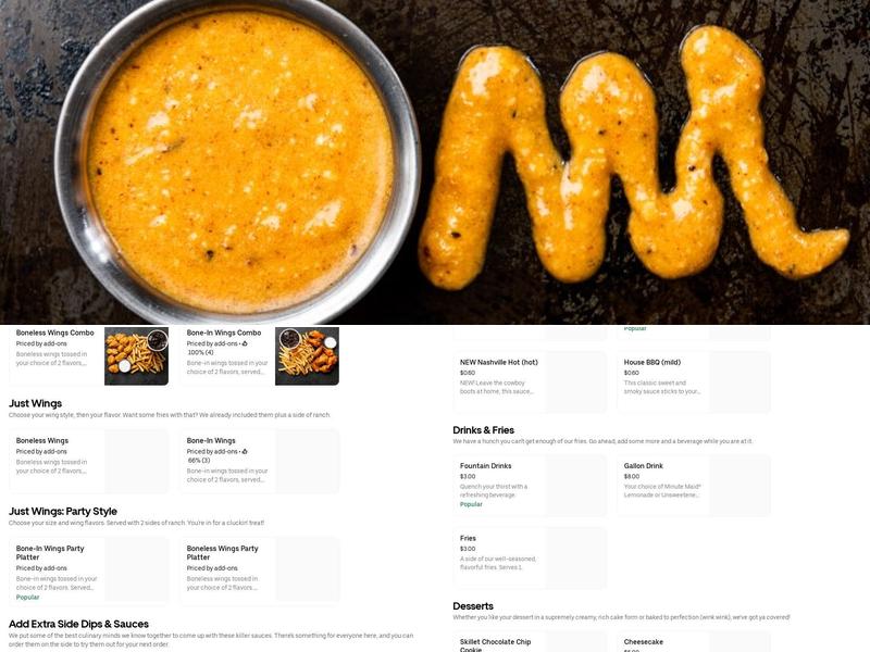 It's Just Wings Menu