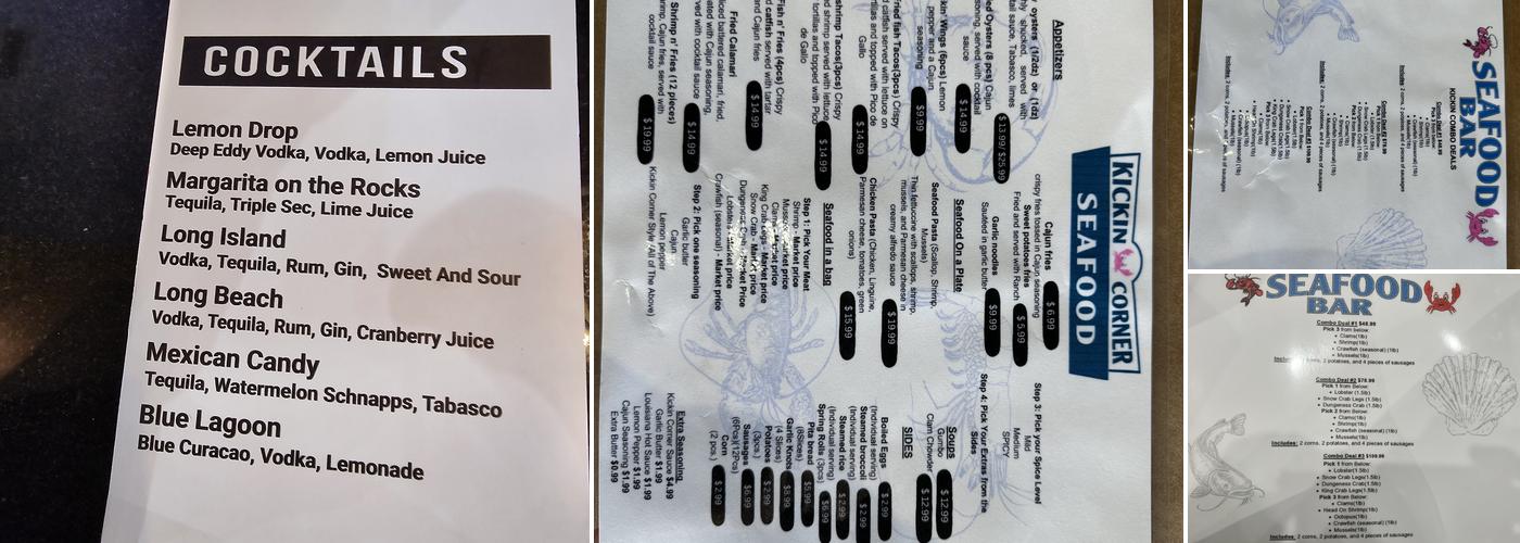 Kickin Corner Seafood & Daiquiri Menu