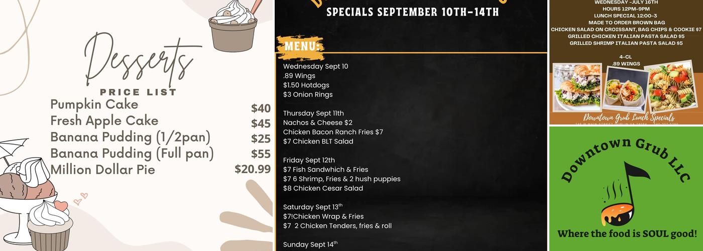Downtown Grub Menu