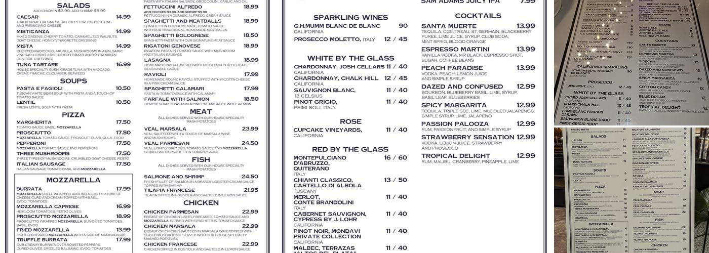 Mozzarella Bar Menu