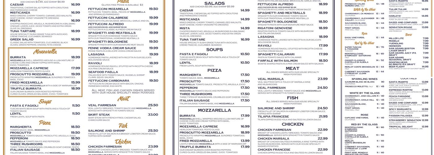 Mozzarella Bar Menu