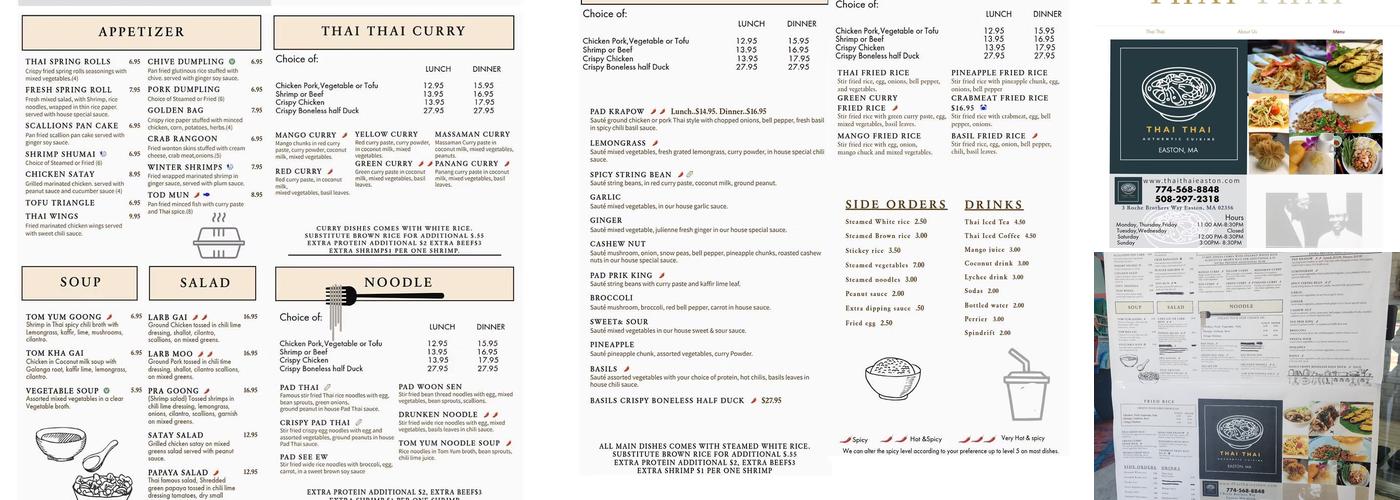 Thai Thai Menu