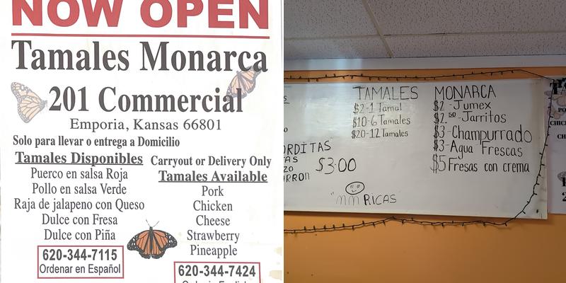 Tamales Monarca Menu
