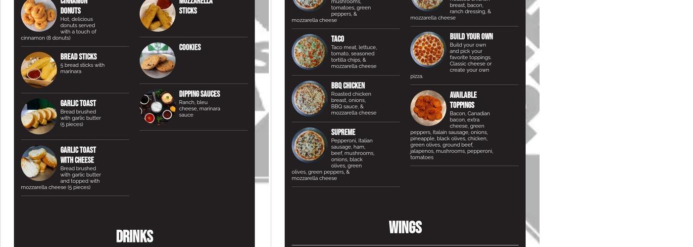 Deek's Pizza Menu