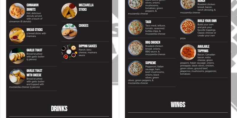 Deek's Pizza Menu
