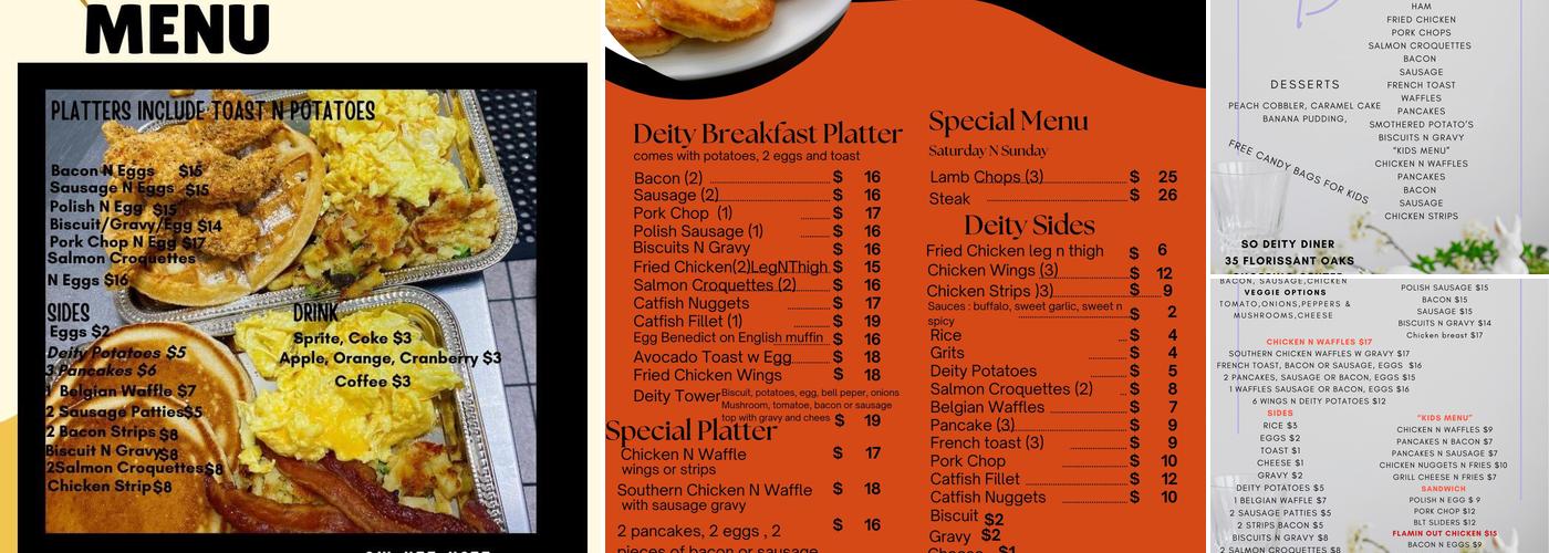 So Deity Diner Menu