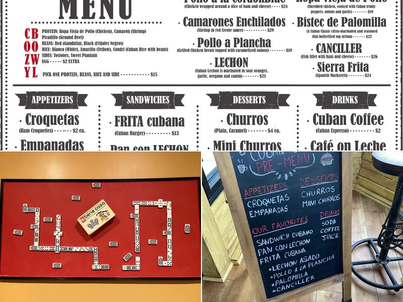 A Cozy Corner Cuban Bistro Menu