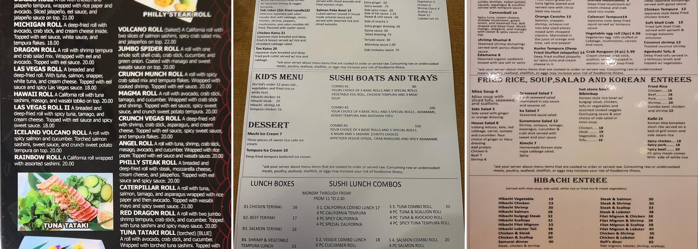 Rafi’s Hibachi & Sushi Bar Menu