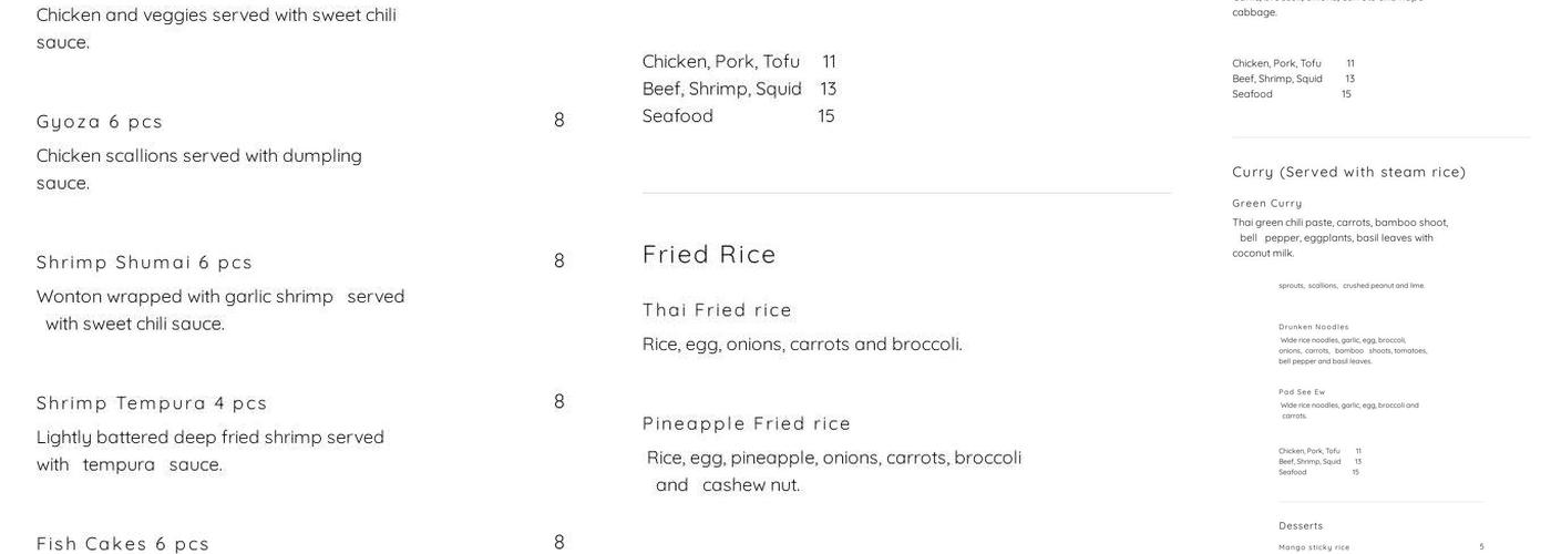 Thai House Menu