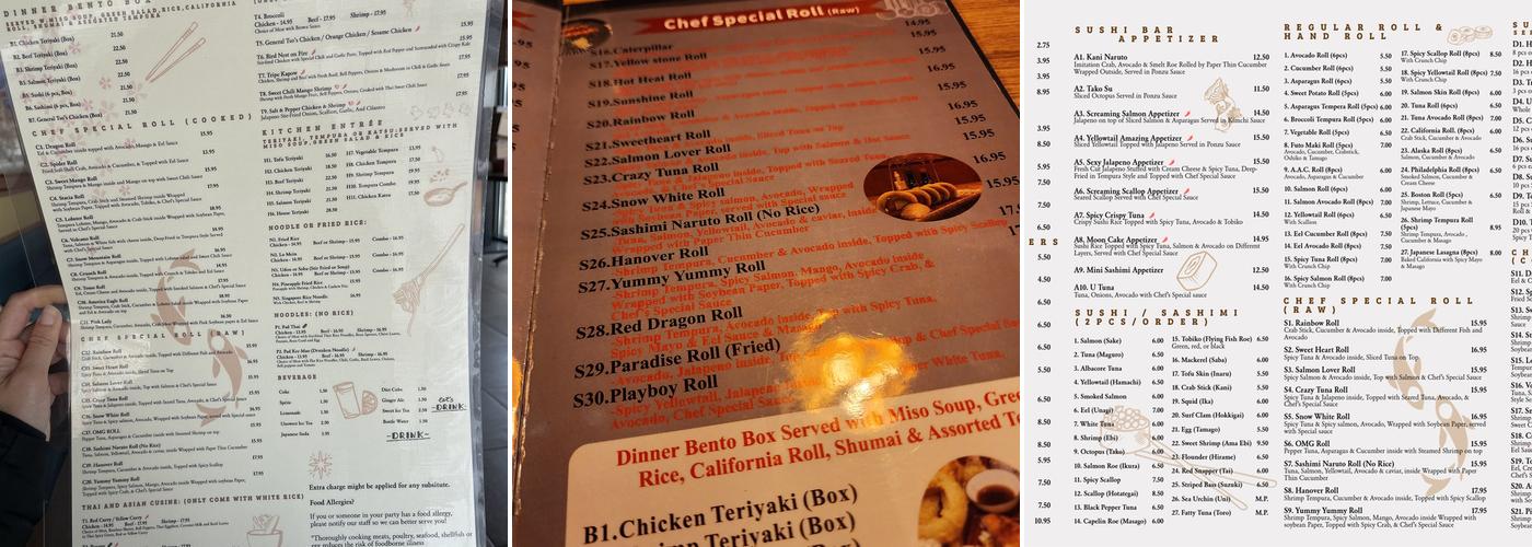 Tomo Asian Cuisine Menu