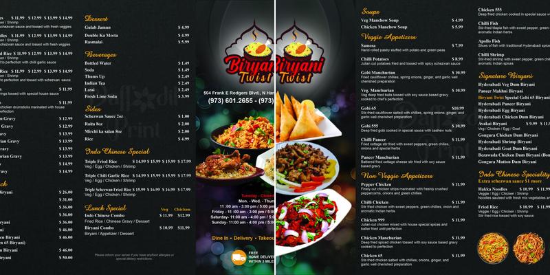 Biryani Twist Menu