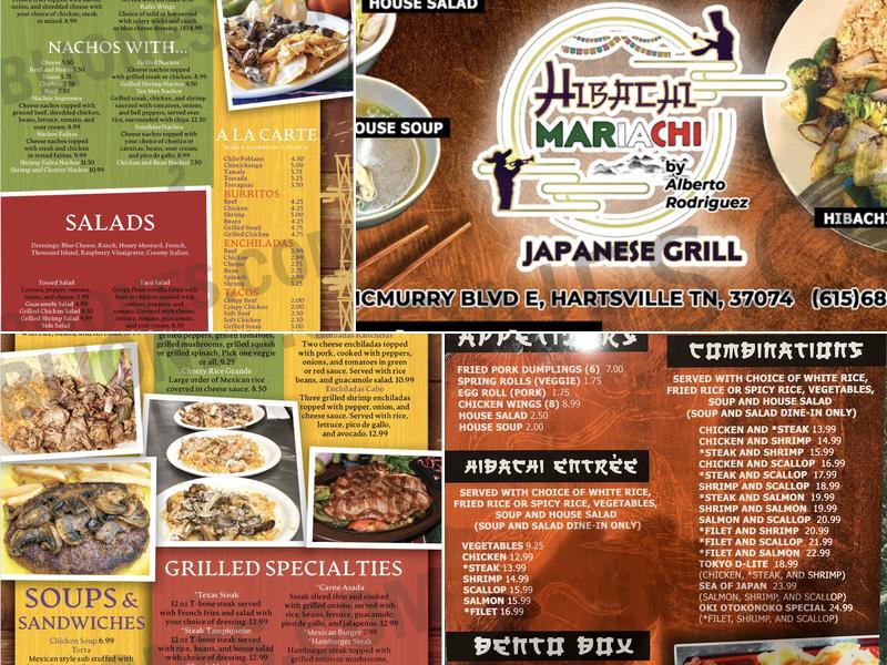Hibachi Mariachi Mexican and Japanese Grill Menu