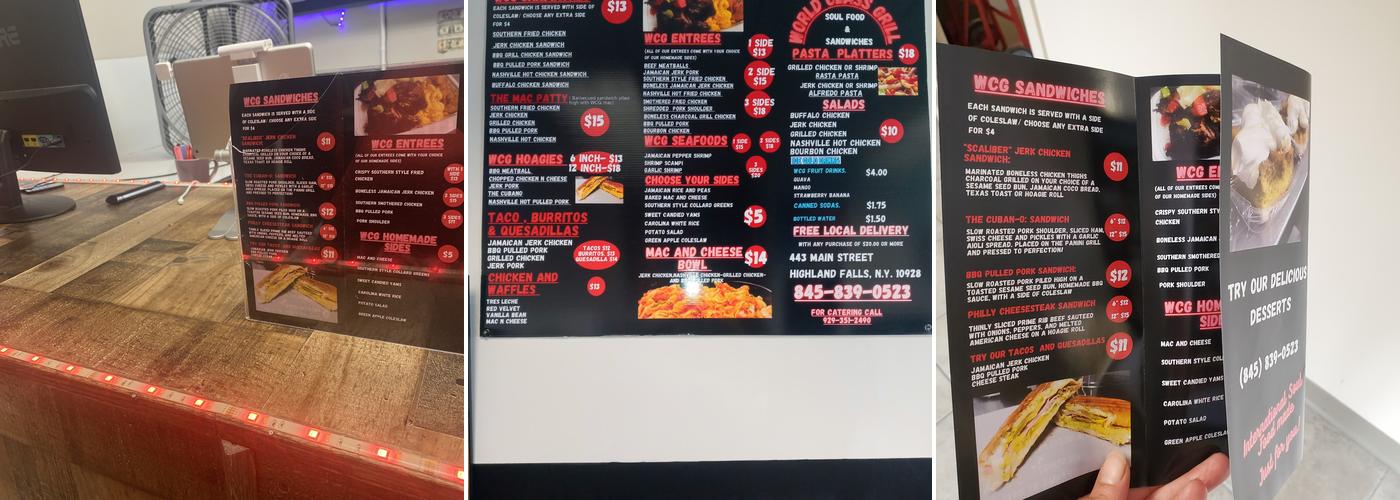 World Class Grill Menu