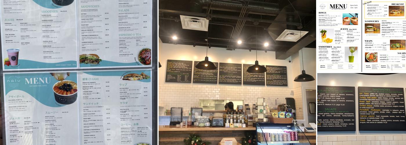 Nalu Health Bar & Cafe Menu