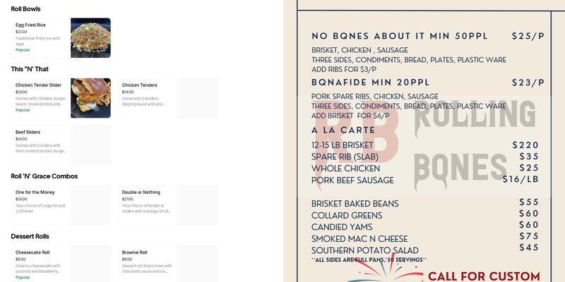 Roll N Grace Menu