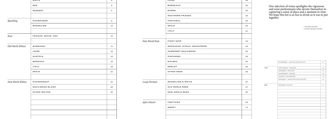 Andiron Menu