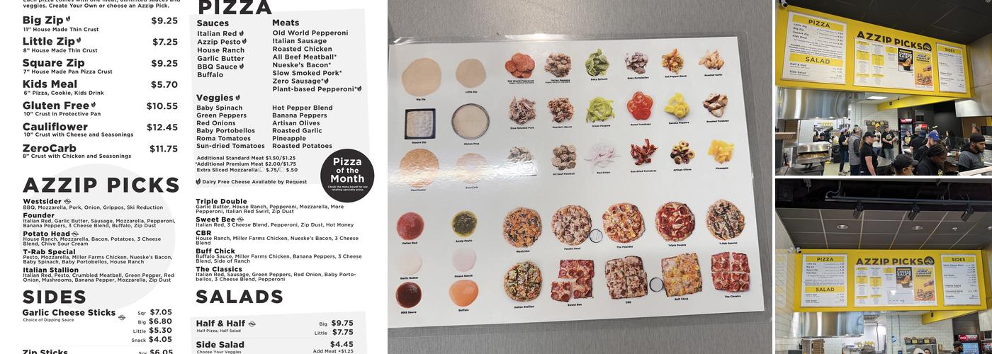 Azzip Pizza Menu