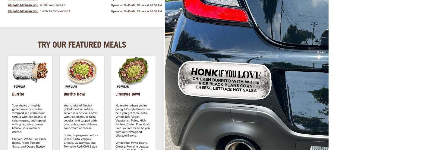 Chipotle Mexican Grill Menu