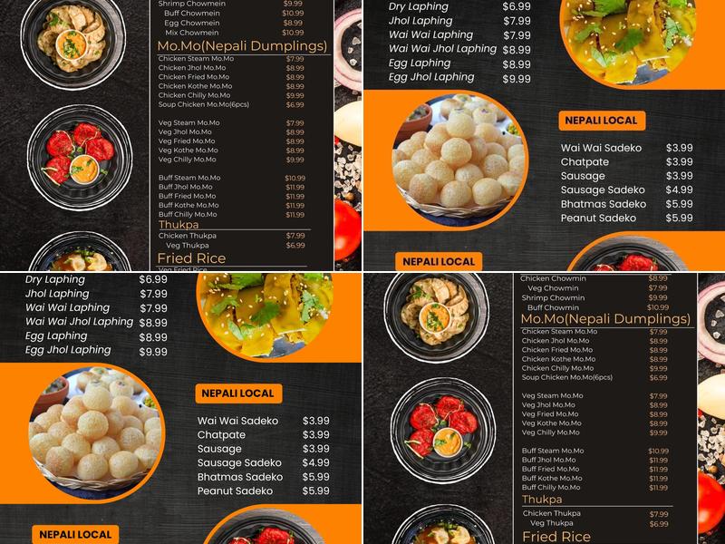 Northlake Mo:Mo food truck Menu