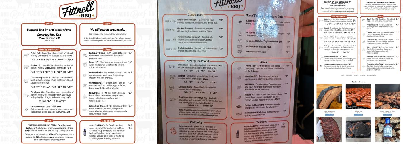 Fittnell Barbeque Menu