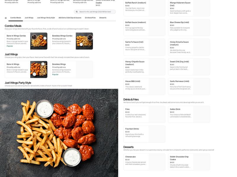 It's Just Wings Menu