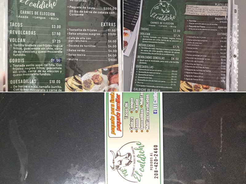 El caldiche Menu