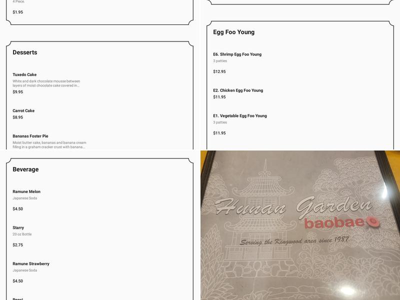 Hunan Garden Baobae Menu