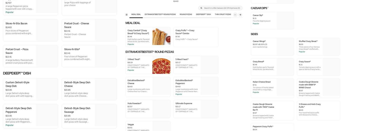 Little Caesars Pizza Menu