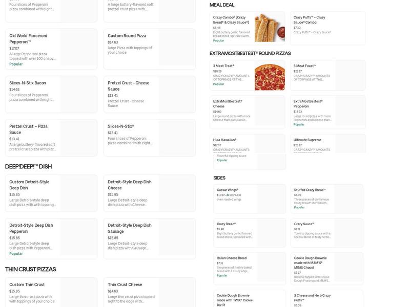 Little Caesars Pizza Menu