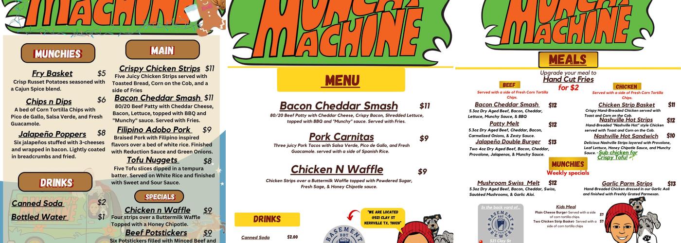 Munchy Machine Food Trailer Menu