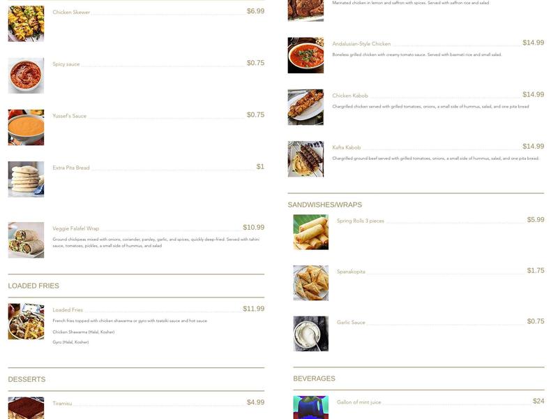 Amal’s Table - Halal Mediterranean and French Gourmet Cuisine Menu