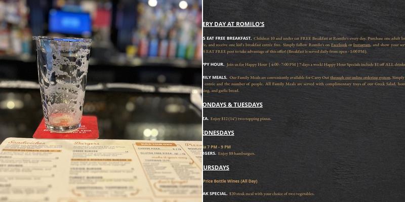 Romilo's Restaurant & Bar Menu