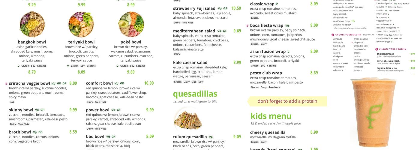 SoFresh Menu